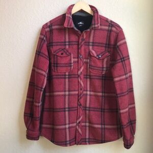O’Neill Men’s Maroon Plaid Superfleece Long Sleeve Shirt
